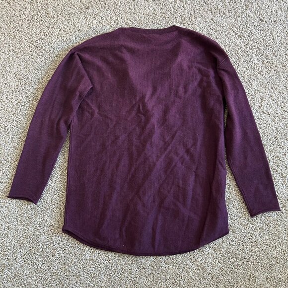 Eileen Fisher Womens S Petite Merino Wool Burgundy Cardigan Sweater/ Pockets - Picture 3 of 8